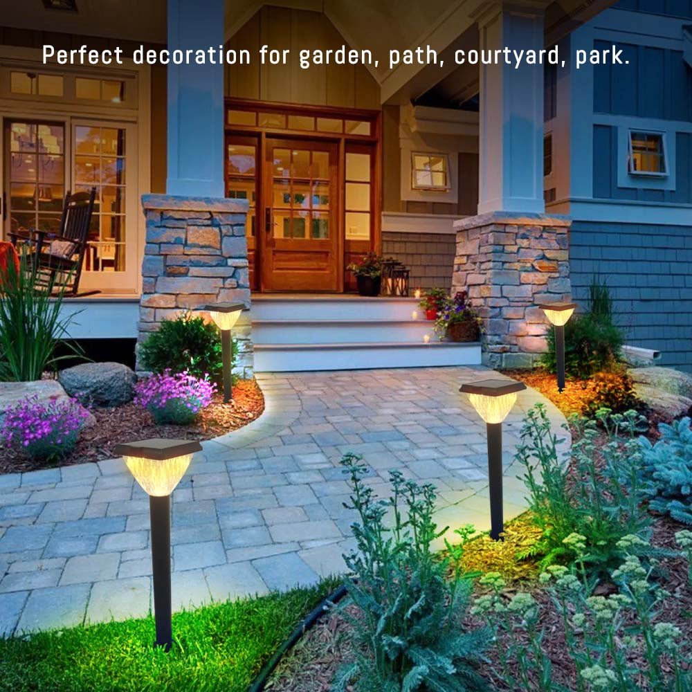 5W Solar Post Lights With Round Light Pole, Magic Series 3000K 4000K 6000K Tunable Solar Garden Lights