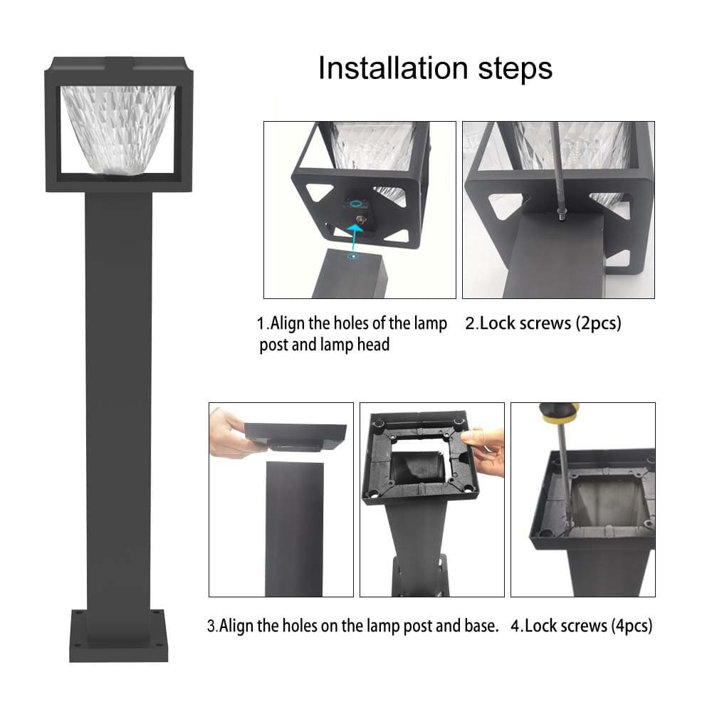 5W Solar Post Lights With Square Light Pole