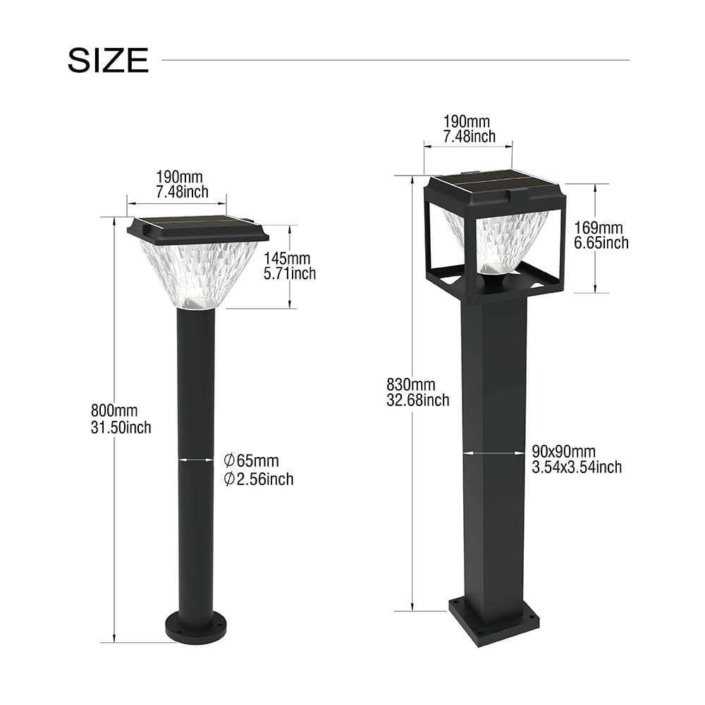 5W Solar Post Lights With Square Light Pole