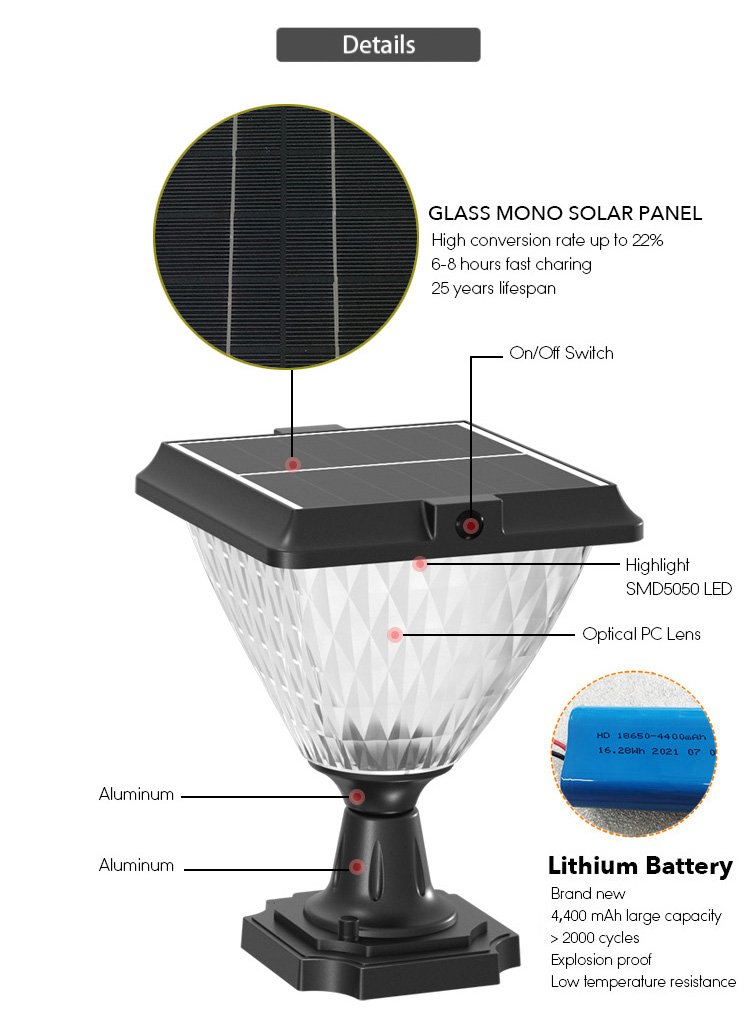 Goldsuno Two Head Solar LED Lamp Post