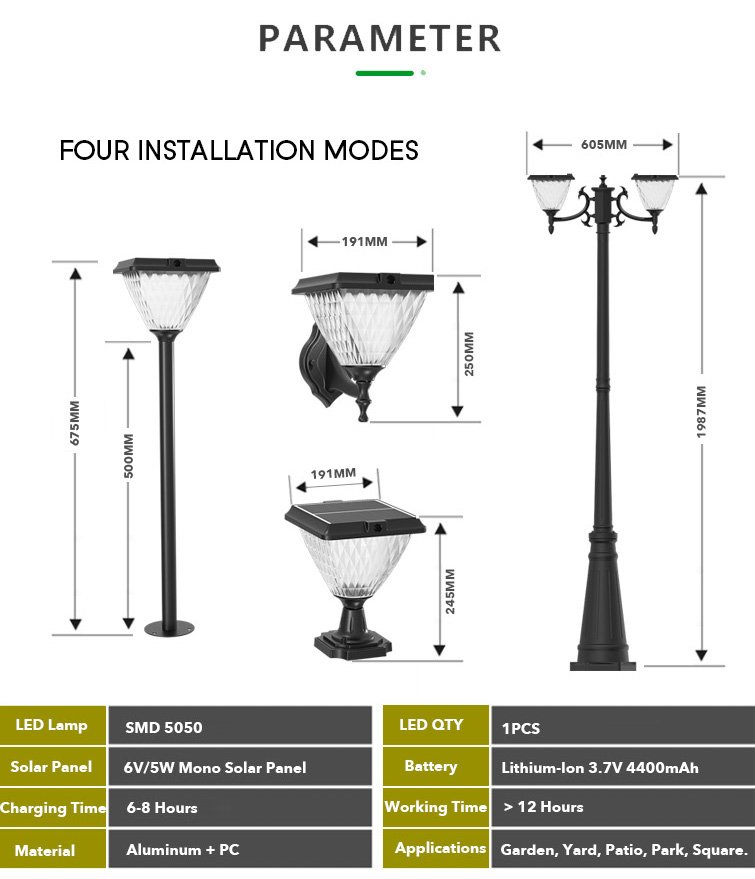 Goldsuno Two Head Solar LED Lamp Post