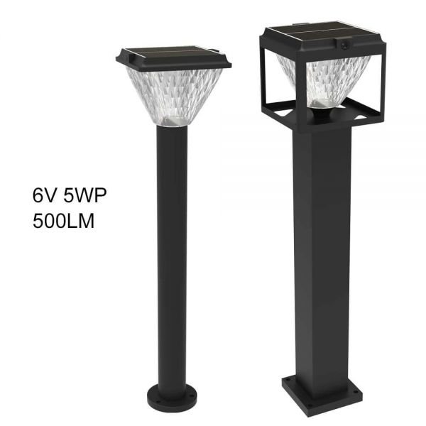 5W Solar Post Lights With Round Light Pole, Magic Series 3000K 4000K 6000K Tunable Solar Garden Lights