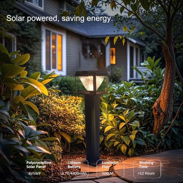 5W Solar Post Lights With Square Light Pole